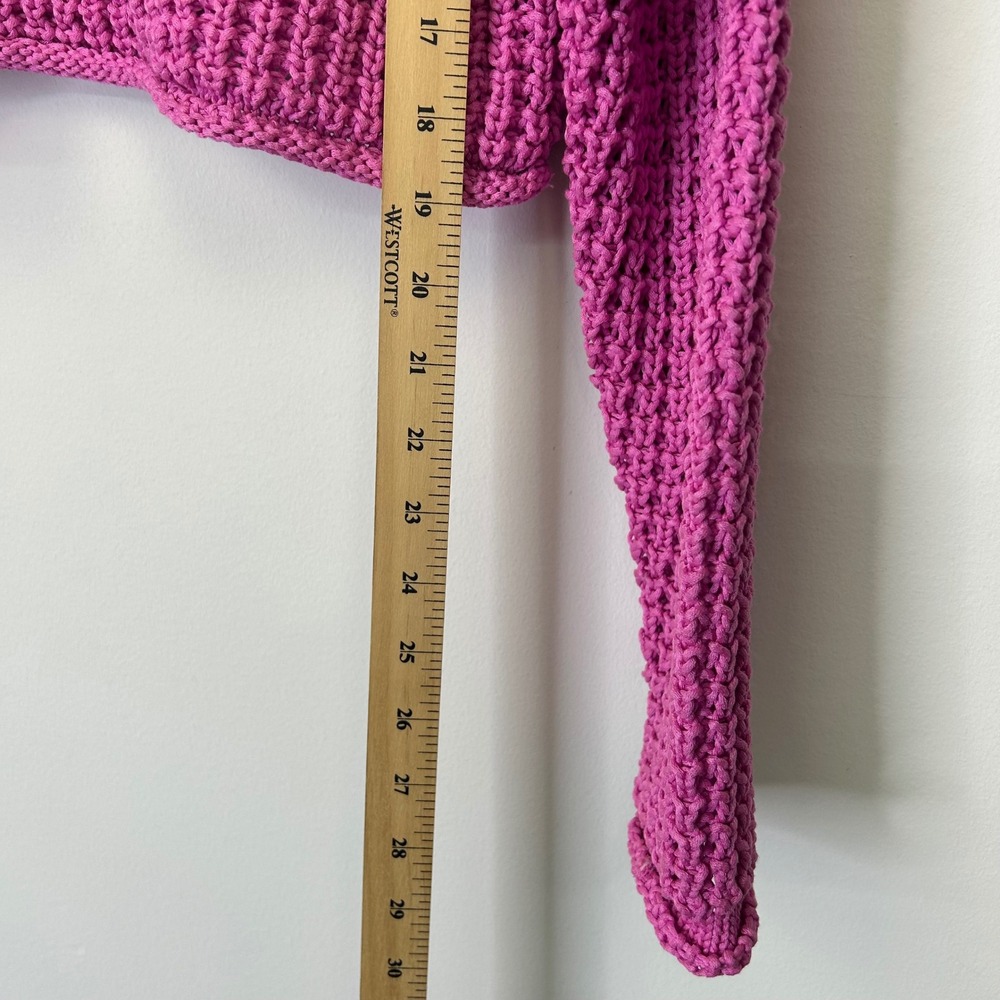 Rd Style Darla Crewneck‎ Cropped Sweater Women's Size Medium Pink Crochet Knit - Picture 8 of 10